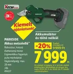 Lidl PARKSIDE Akkus metszőolló ajánlat