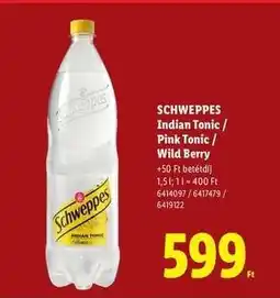 Lidl SCHWEPPES Indian Tonic / Pink Tonic / Wild Berry ajánlat
