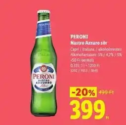 Lidl PERONI Nastro Azzuro sör ajánlat