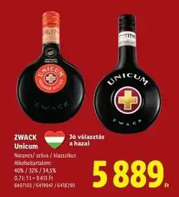 Lidl Zwack Unicum ajánlat