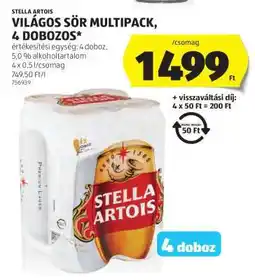 ALDI Stella Artois Világos Sör Multipack, 4 dobozos ajánlat