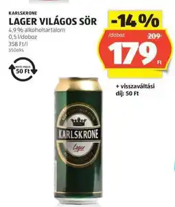 ALDI KARLSKRONE Lager Világos Sör ajánlat