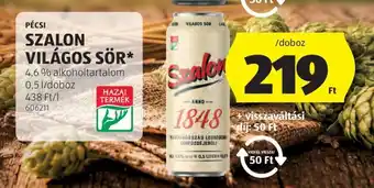 ALDI Pécsi Szalon Világos Sör ajánlat