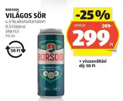 ALDI BORSODI Világos sör ajánlat