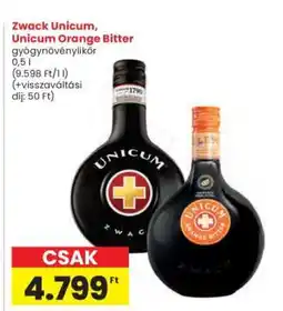 Interspar Zwack Unicum, Unicum Orange Bitter ajánlat
