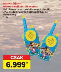 Interspar Mancs őrjárat elemes walkie-talkie szett ajánlat