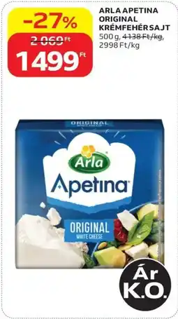 Auchan ARLA APETINA ORIGINAL KRÉMFEHÉRSAJT ajánlat