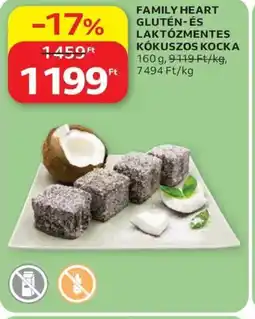 Auchan Family heart glutén-és laktózmentes kókuszos kocka ajánlat