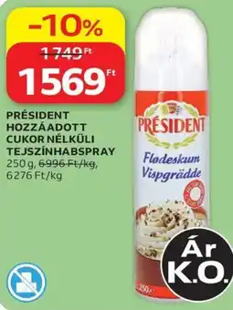 Auchan Président hozzáadott cukor nélküli tejszínhabspray ajánlat