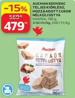 Auchan Auchan kedvenc teljes kiőrlésű, hozzáadott cukor nélküli ostya ajánlat