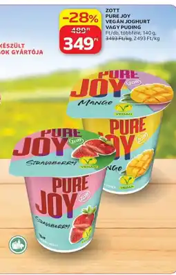 Auchan Zott pure joy vegán joghurt vagy puding ajánlat