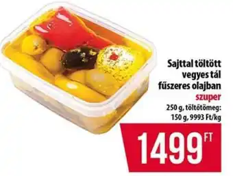 Sajttal töltött vegyes tál fűszeres olajban