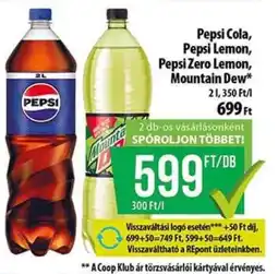 Coop Pepsi Cola, Pepsi Lemon, Pepsi Zero Lemon, Mountain Dew ajánlat
