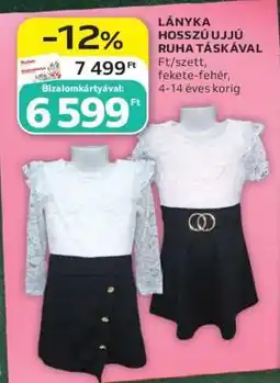 Auchan LÁNYKA HOSSZÚ UJJÚ RUHA TÁSKÁVAL ajánlat