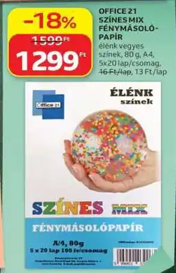 Auchan OFFICE 21 SZÍNES MIX FÉNYMÁSOLÓPAPÍR ajánlat