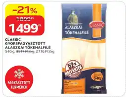 Auchan CLASSIC GYORSFAGYASZTOTT ALASZKAI TŐKEHALFILÉ ajánlat