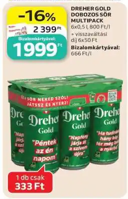 Auchan Dreher Gold dobozos sör multipack ajánlat
