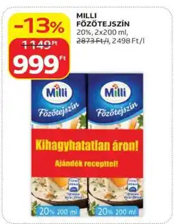 Auchan MILLI Főzőtejszín ajánlat