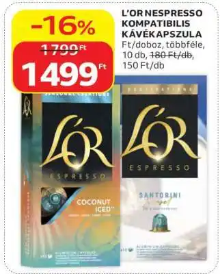 Auchan L'OR Nespresso kompatibilis kávékapszula ajánlat