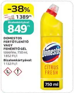 Auchan DOMESTOS FERTŐTLENÍTŐ VAGY FEHÉRÍTŐ GÉL ajánlat