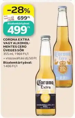 Auchan CORONA EXTRA VAGY ALKOHOLMENTES CERO ÜVEGES SÖR ajánlat