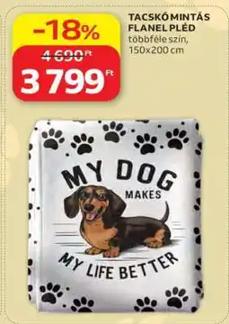 Auchan TACSKÓ MINTÁS FLANEL PLÉD ajánlat