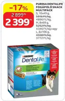 Auchan PURINA DENTALIFE FOGÁPOLÓ SNACK MULTIPACK ajánlat