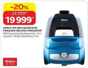 Auchan AMICA VM 3041 BAGIO ECO PORZSÁK NÉLKÜLI PORSZÍVÓ ajánlat