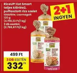 Interspar RiceUP! Eat Smart teljes kiőrlésű, puffasztott rizs szelet többféle csomagolt ajánlat
