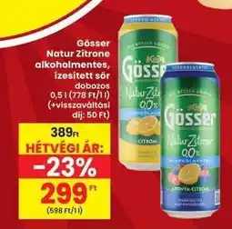 Interspar Gösser Natur Zitrone alkoholmentes, ízesített sör dobozos ajánlat