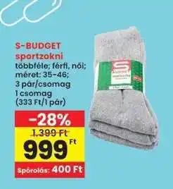 Interspar S-BUDGET sportzokni ajánlat