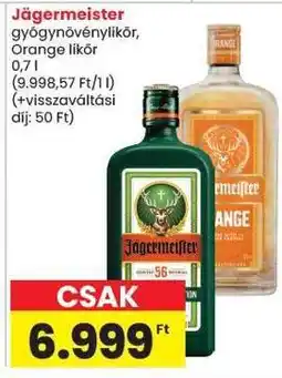 Spar Jägermeister gyógynövénylikőr, Orange likőr ajánlat