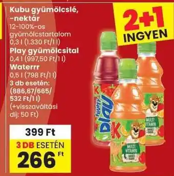 Spar Kubu gyümölcslé, -nektár ajánlat