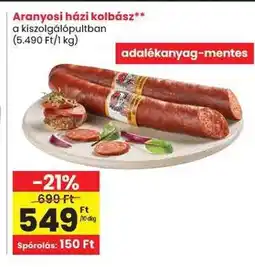 Spar Aranyosi házi kolbász ajánlat
