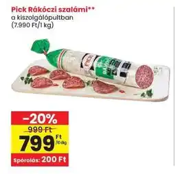 Spar PICK Rákóczi szalámi ajánlat