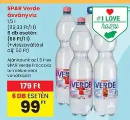 Spar SPAR Verde ásványvíz ajánlat