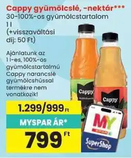 Spar Cappy gyümölcslé, -nektár ajánlat