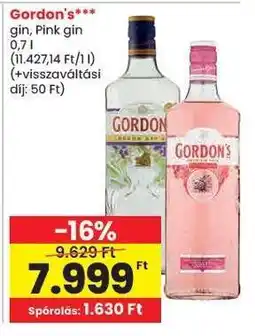 Spar Gordon's gin, Pink gin ajánlat