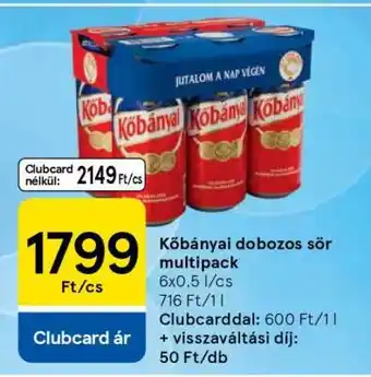 Tesco Kőbányai dobozos sör multipack ajánlat