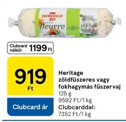 Tesco Heritage zöldfűszeres vagy fokhagymás fűszervaj ajánlat