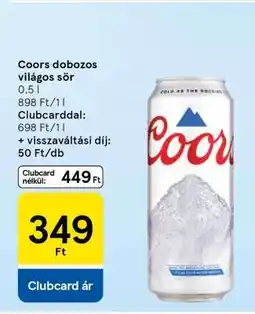 Tesco Coors dobozos világos sör ajánlat