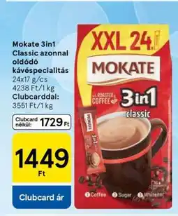 Tesco Mokate 3in1 Classic azonnal oldódó kávéspecialitás ajánlat