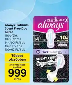 Tesco Always Platinum Scent Free Duo betét ajánlat