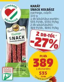 PENNY KARÁT SNACK KOLBÁSZ ajánlat