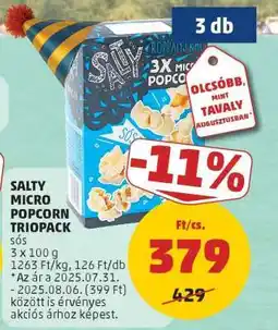 PENNY Salty Micro Popcorn Triopack ajánlat