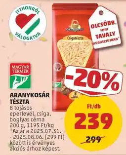 PENNY Aranykosár Tészta ajánlat