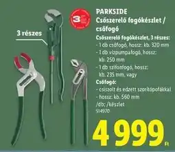 Lidl PARKSIDE Csőszerelő fogókészlet / csőfogó ajánlat