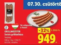 Lidl GRILLMEISTER Sertés grillkolbász ajánlat