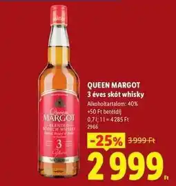 Lidl QUEEN MARGOT 3 éves skót whisky ajánlat