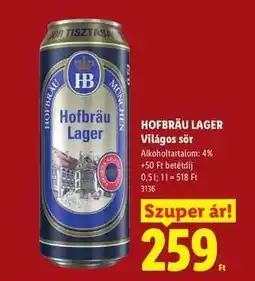 Lidl HOFBRÄU LAGER ajánlat
